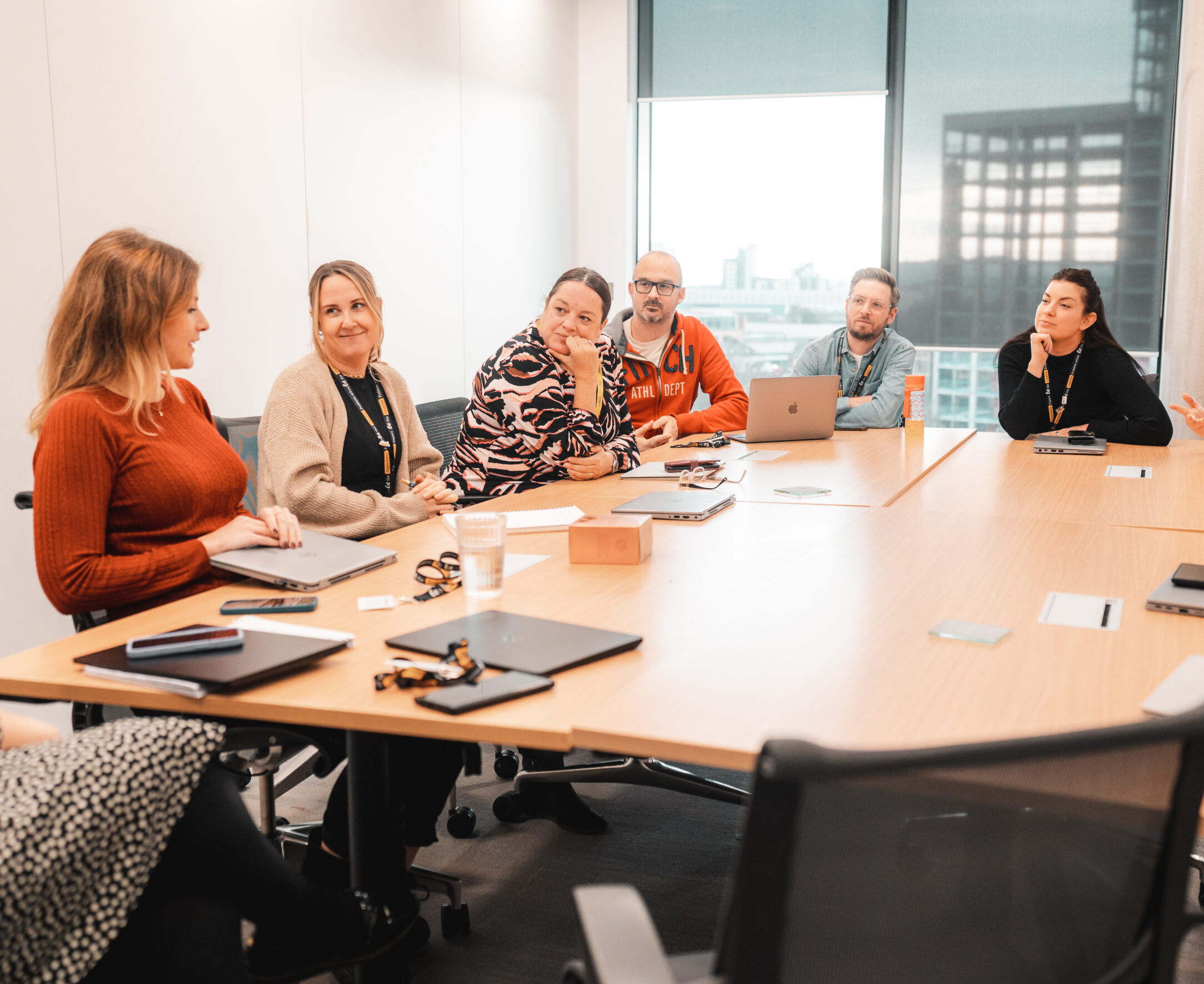A group of Hodge Bank colleagues in a meeting