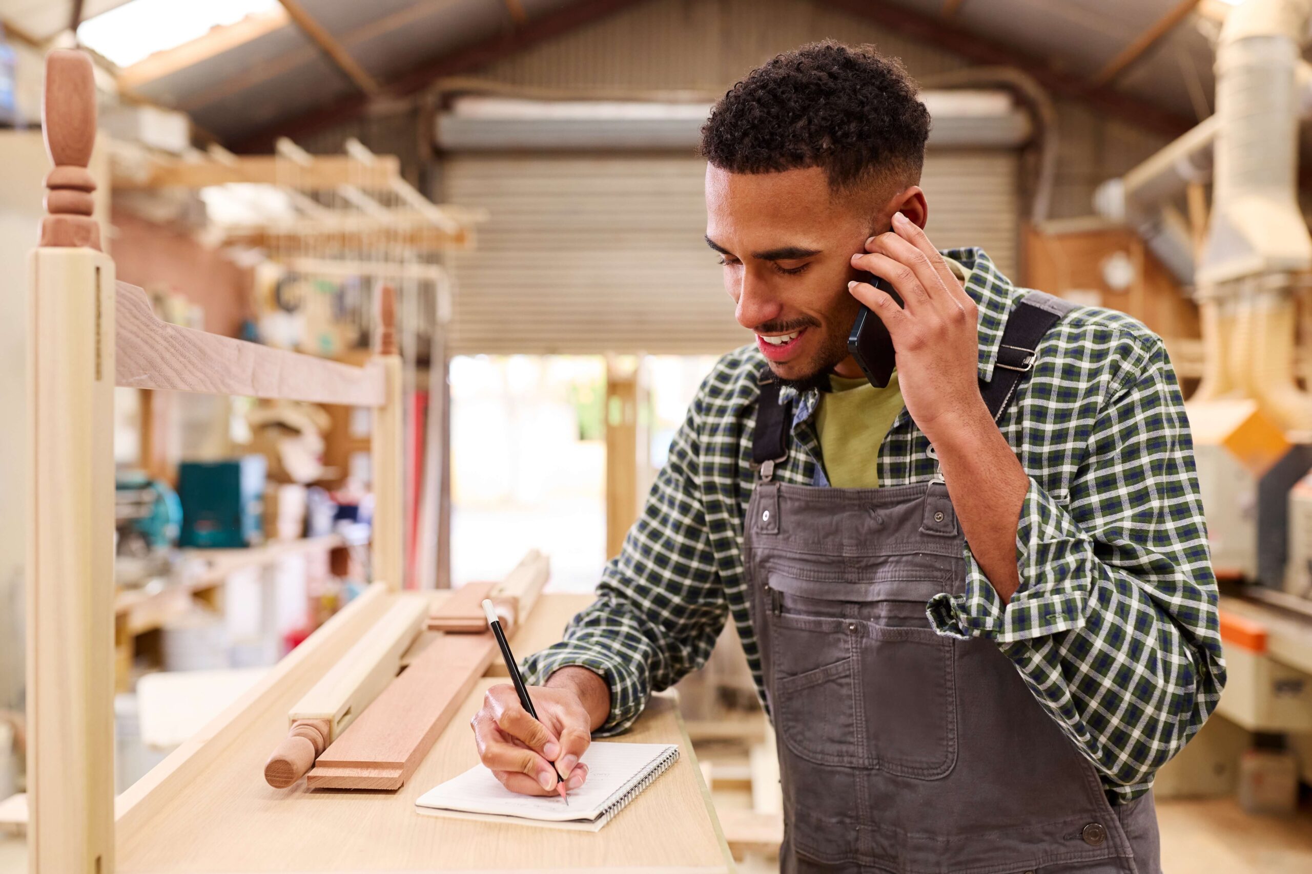 Carpenter on phone