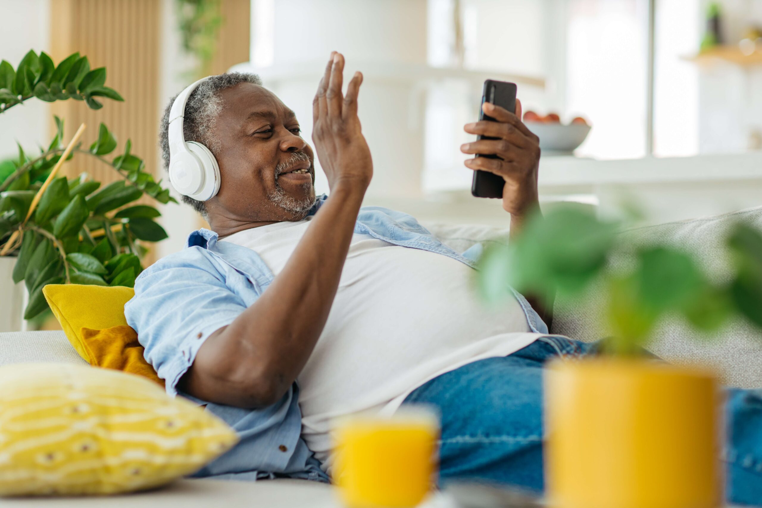 mature black man on phone