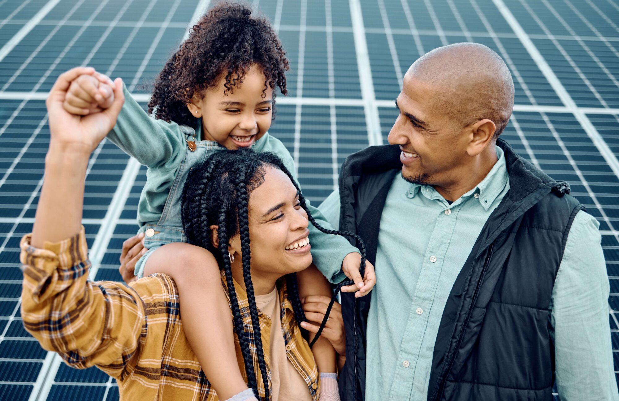 Family with solar panel