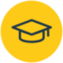 Gold icon of a graduation hat
