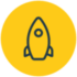 Gold icon of a rocket