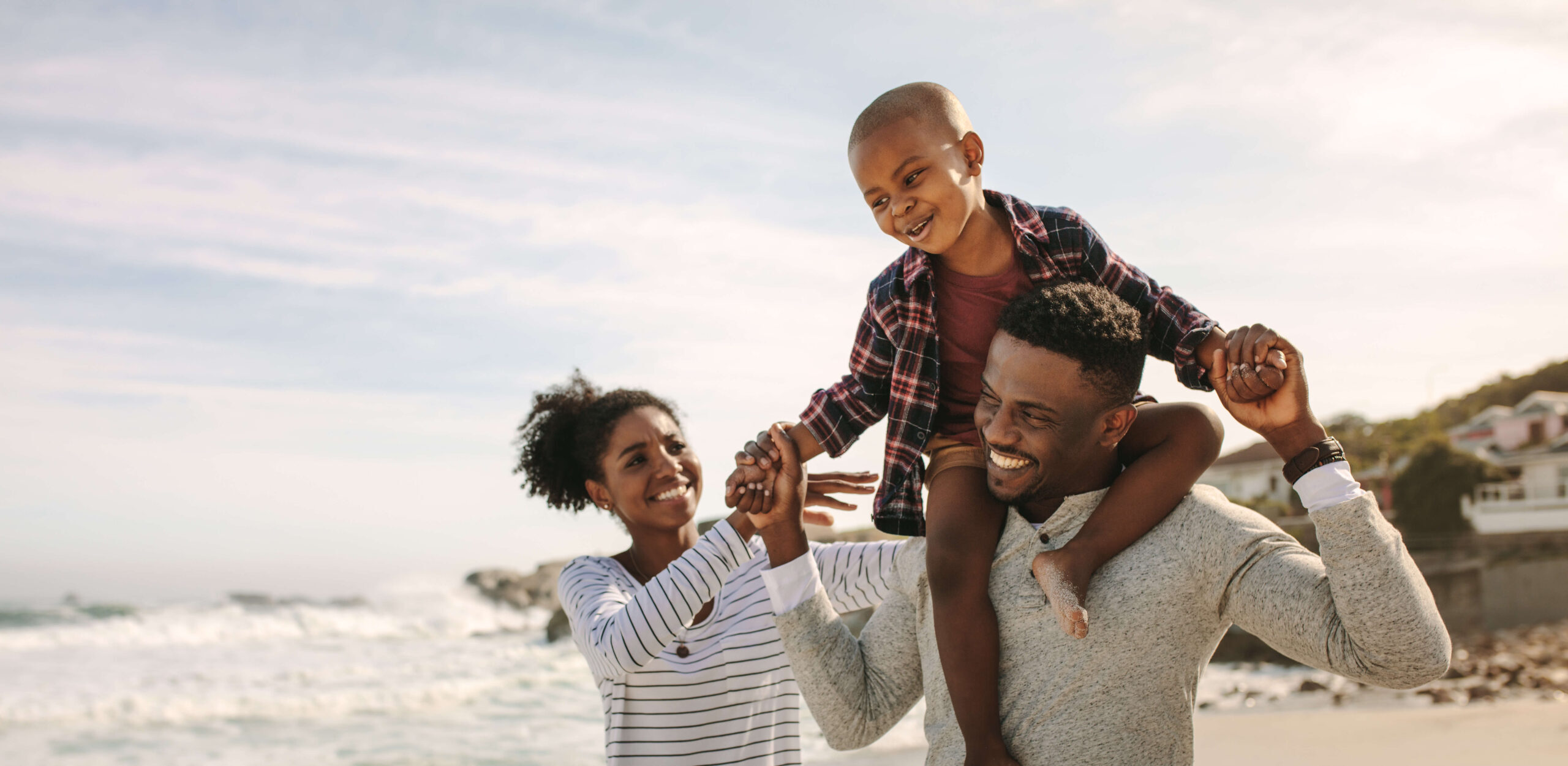 Family beach walk