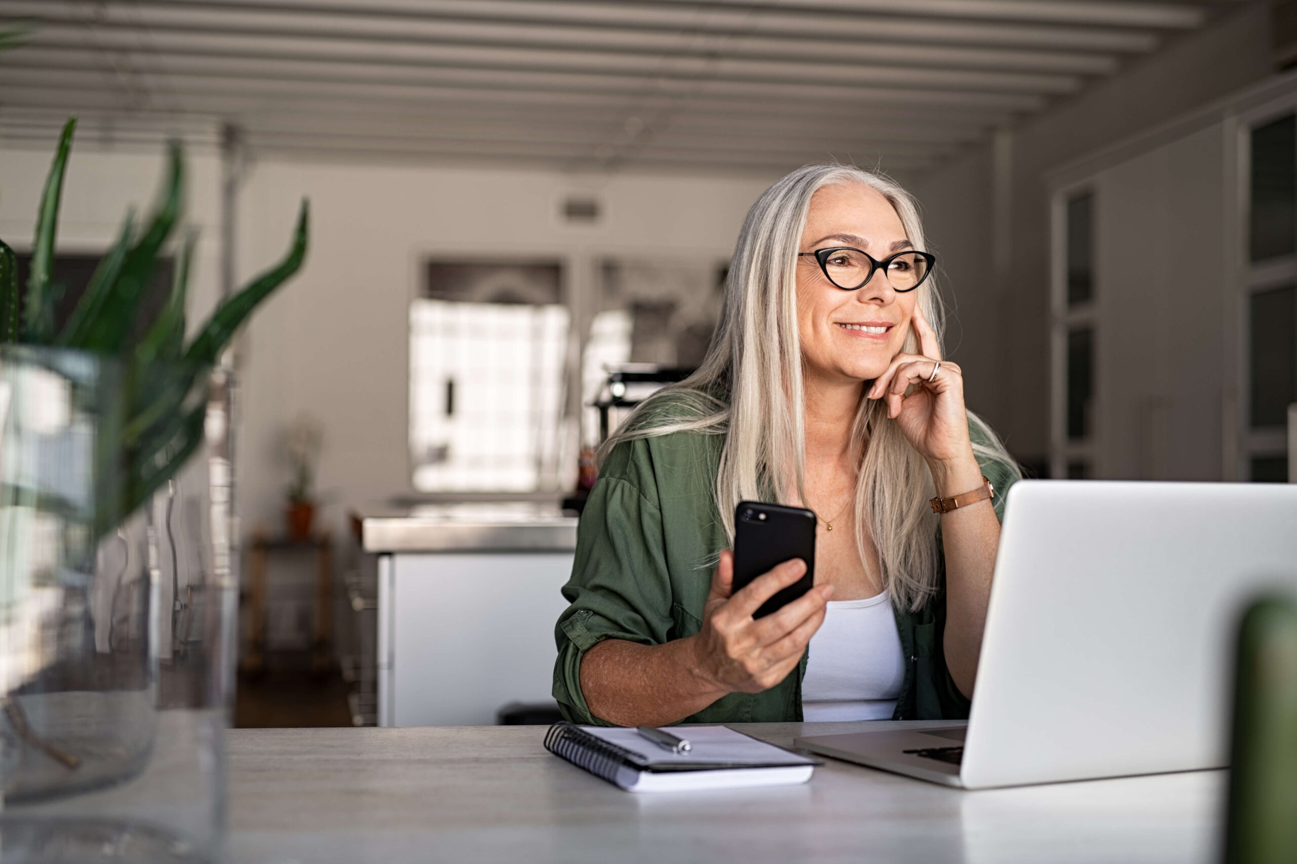 Mature lady on laptop