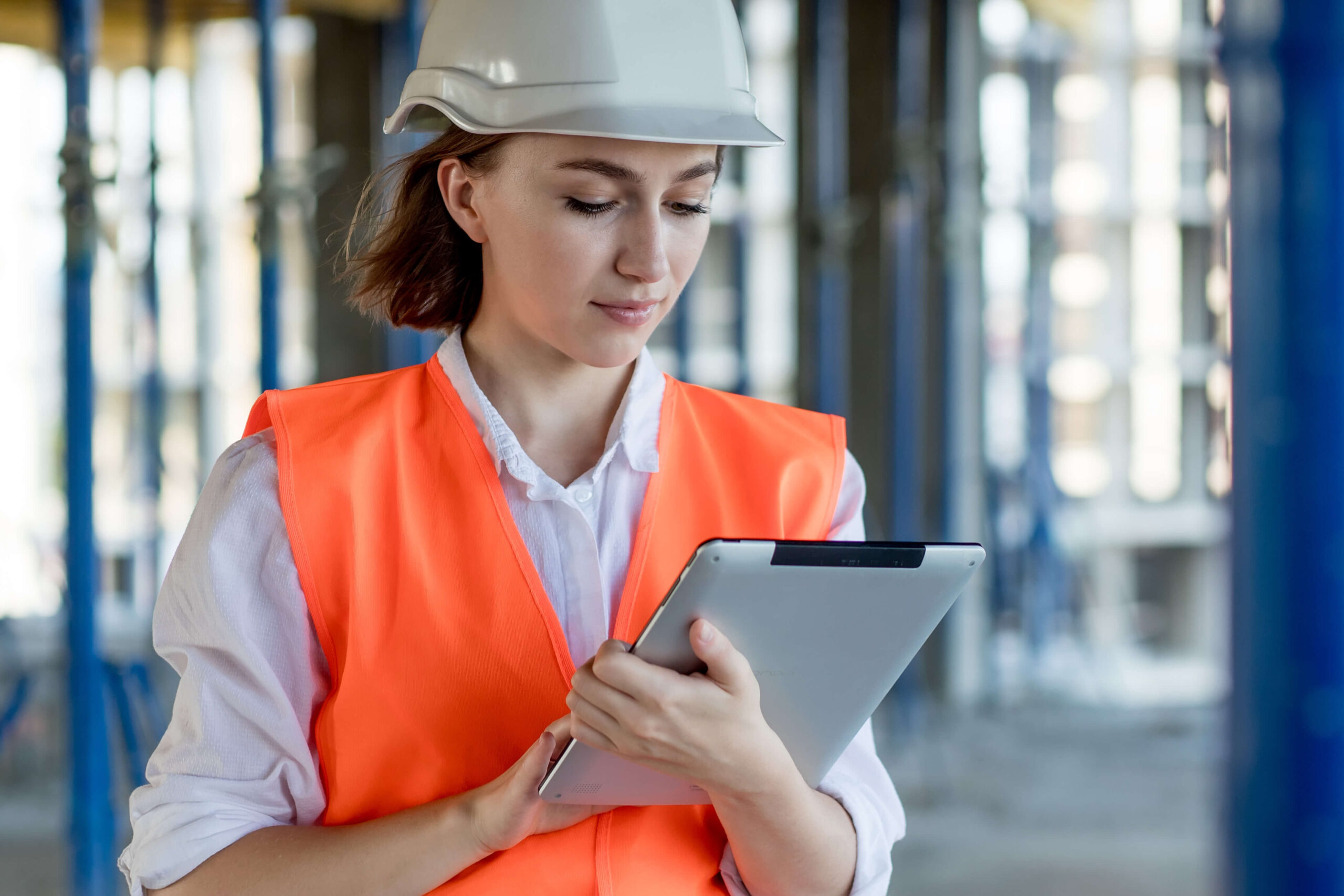 Young lady in hard hat