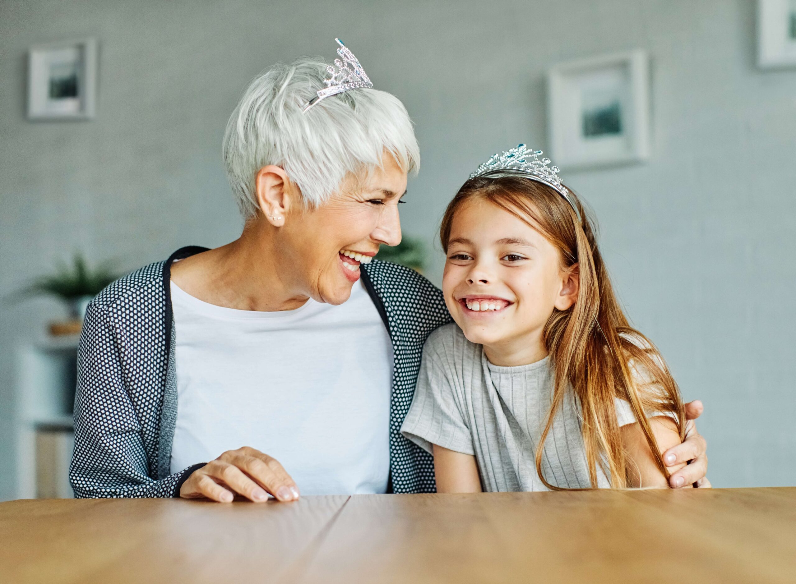 grandma and granddaughter in crowns