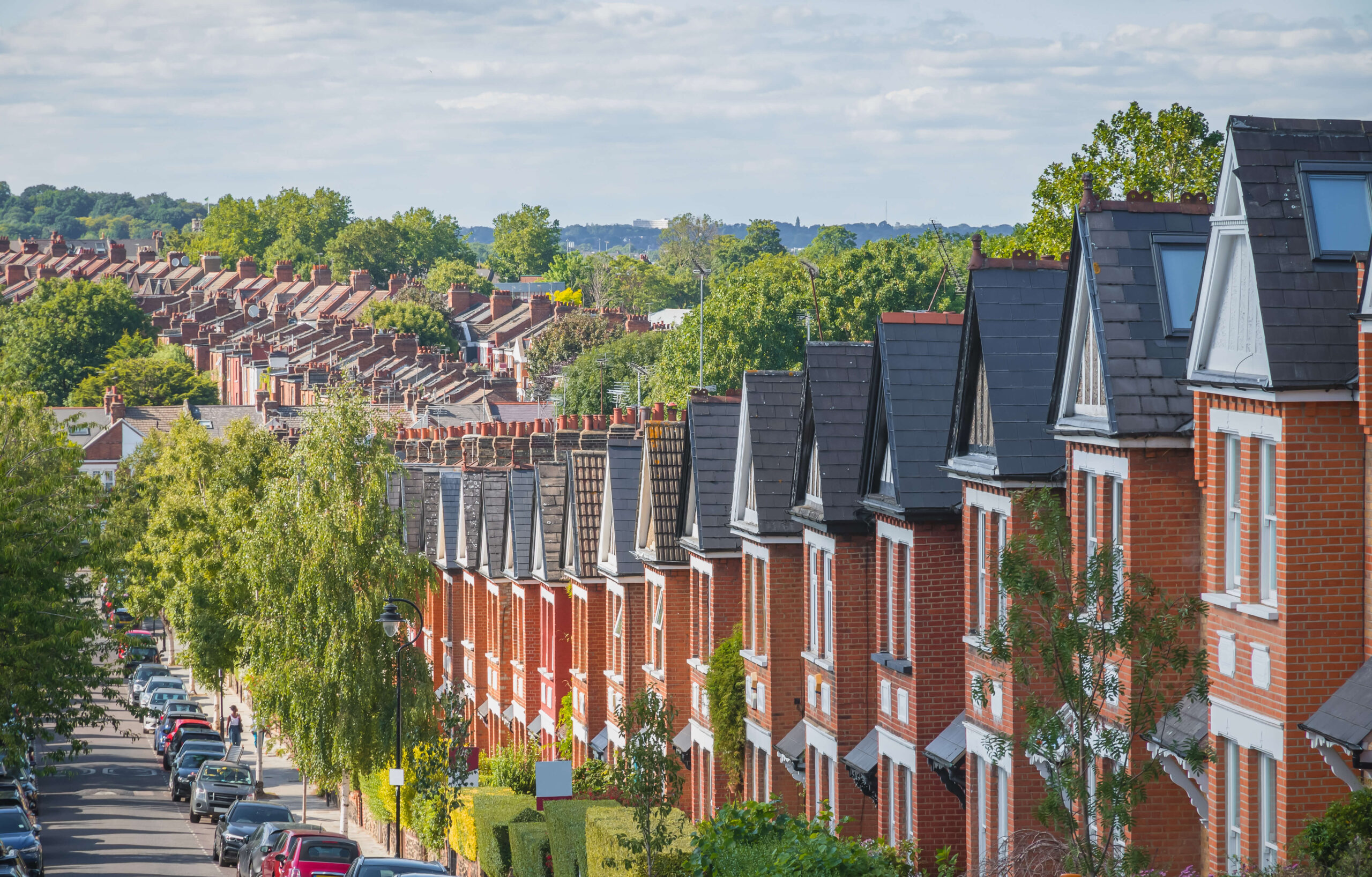 Ariel view of residential housing street