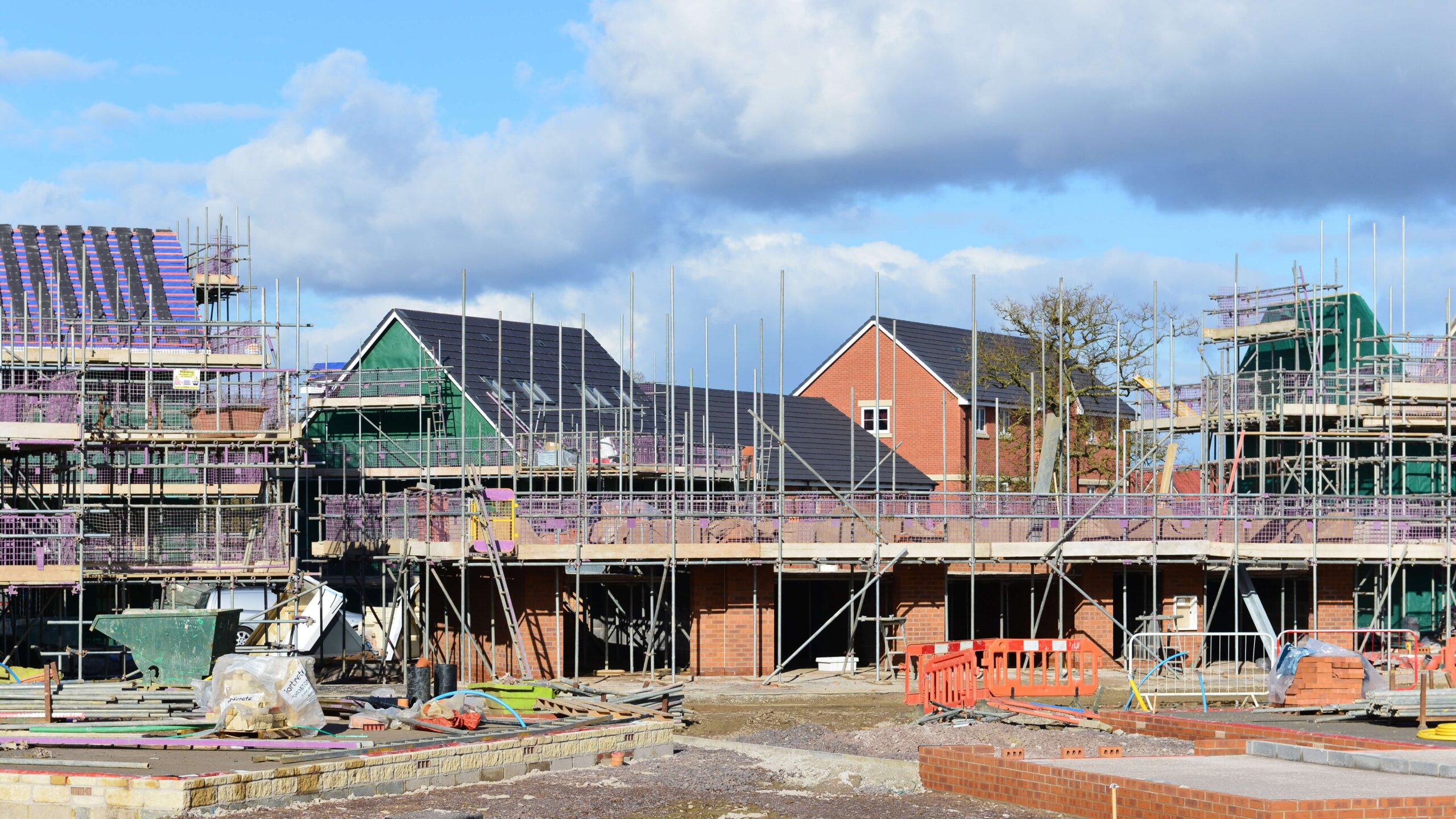 Construction site, building new residential houses