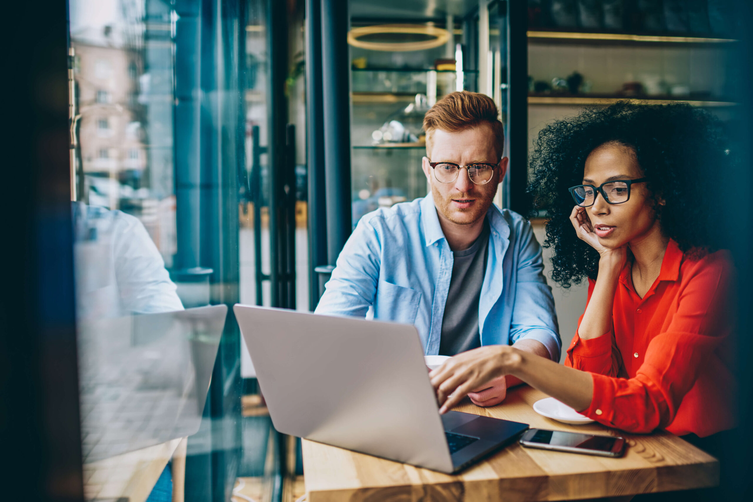 Young pair on laptop