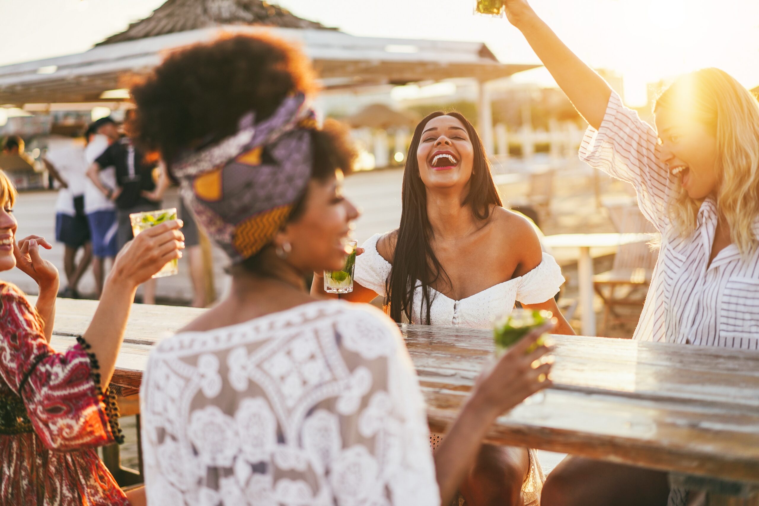 Group of friends having fun in the sun