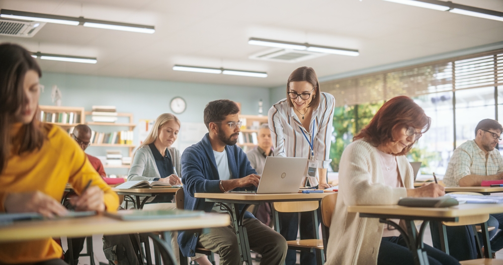 Adults in a classroom